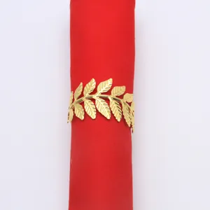 Gold Silver Metal Leaf Napkin Rings Hollow Out Napkin Holders Table Setting Decor For Wedding Party Dining Table Kitchen Home