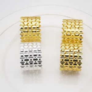 European style metal napkin rings hollow rhombus wave pattern table decoration hotel set of rings