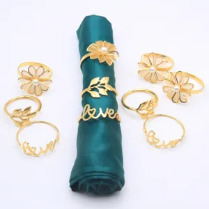 Ocean Style Napkin Rings Metal Alloy Pearl Starfish Shell Napkin Holder Ring Table Decor For Vacation Party Home