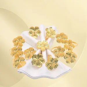 Gold flower napkin rings alloy napkin holders for table setting wedding hotel party decor