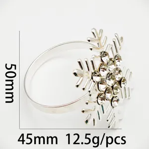Silver rhinestone snowflake napkin ring table decor for holiday party and wedding