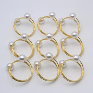 Minimalistischer Metallfeder Doppelter Perle Serviettenring Gold Silber Beschichtet Tischdekoration Esstisch Serviettenhalter