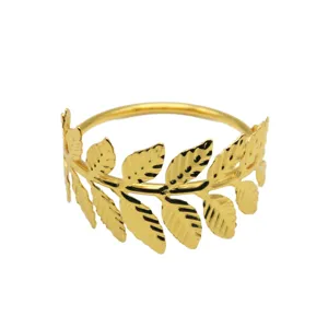 Gold metal leaf napkin ring table decor luxury napkin holder elegant cloth buckle for dining table