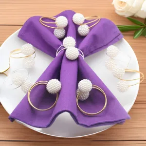 Metal Napkin Rings Artificial Pearl Table Setting Ring Holder Modern Minimalist Hotel Dinner Table Decor