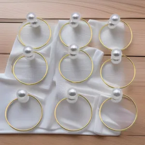 Servilleteros de perlas metal dorado anillos para servilletas decoracion mesa fiesta