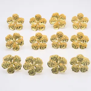 Metal Napkin Rings Gold And Silver Alloy Floral Napkin Holder Rings Table Decor For Hotel Wedding Party Dinner Table Settings