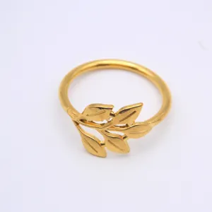 Gold leaf design metal ring elegant jewelry accessory stylish daily wear fashion item