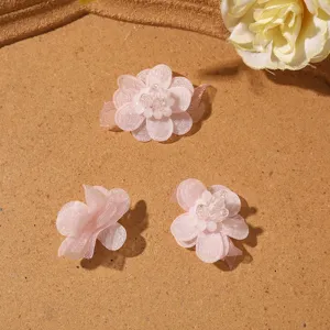 Roses fleurs en mousseline perlées DIY accessoires de cheveux matériel de couture