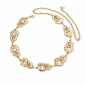 Cintura da donna geometrica in metallo stile europeo, catena in oro alla moda per abbigliamento.