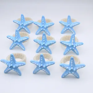 Modern Minimalist Resin Blue Starfish Napkin Ring Hotel Table Setting Decorative Napkin Buckle Dinner Table Decor