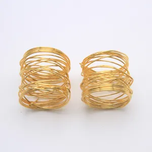 Gold wire napkin ring luxury table decor hollow metal napkin holder for dining table set 1pc