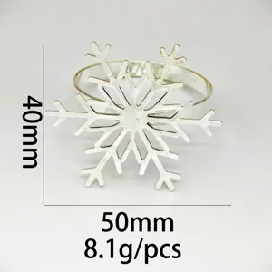 Silver metal snowflake napkin ring, 50mm width table decor holiday accessory for party.