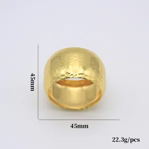 Goldener Metall gehämmert Serviette Ring runde Serviettenring Tischdekoration 45mm