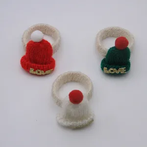 Set di portatovaglioli con cappello lavorato a maglia di Natale, carina decorazione festiva.