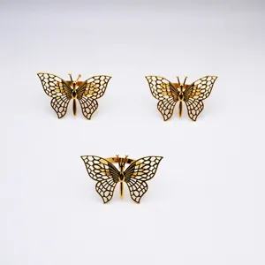 Goldfarbene Metall hohle Schmetterling Serviettenringe, elegante Tischdeko Serviettenhalter Set.