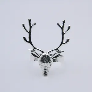 Silver deer napkin ring metal table decor Christmas napkin holder for holiday dining table
