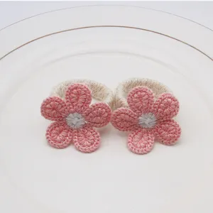 Handmade crochet five-petal flower napkin ring fabric dining table decor table setting piece