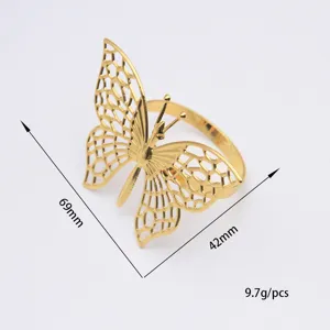 Goldene hohle Metall Schmetterling Serviettenring Tischdeko Hochzeit Abendessen Halter 1Stk