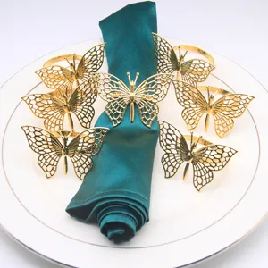 Goldener hohler Metall Schmetterling Serviettenring elegante Tischdeko Dekoartikel