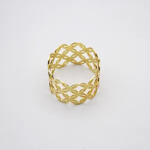 Gold metal napkin ring hollow lattice design elegant table decor napkin holder ring