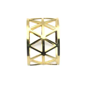 Gold metal geometric hollow napkin ring holder modern luxury table decor wedding elegant dining piece