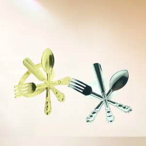 Gold and silver metal cutlery napkin rings for western dining table decor and hotel hotel use.