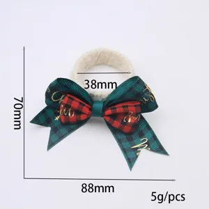 Fiocco scozzese di Natale elastico per capelli e portatovagliolo decorazione festa 1pz