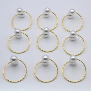 Gold Silver Metal Napkin Rings With Double Pearl Table Setting Tableware Decoration For Wedding Party Dinner Table Home Decor