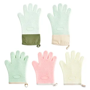 Guantes de horno de silicona resistentes al calor microondas cocina cocción sets