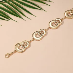 Catena da cintura geometrica in metallo dorato intrecciato accessorio moda donna