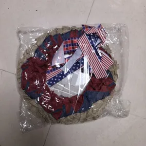 Unabhängigkeitstag Stoffkranz US patriotischer Stern Streifen Schleife Türhänger 37cm