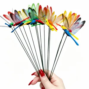 Paletti da Giardino con Libellule in Simulazione 3D Decorazione per Piante da Esterno Ornamenti di Insetti in Plastica Colorata Accessori per Fiori in Vaso