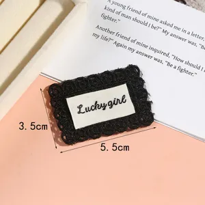 Schwarze spitze bestickter patch lucky girl kleidung abzeichen diy nahen zubehoer 3.5x5.5cm