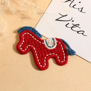 Embroidered red horse patch DIY apparel accessories decorative badge for bags and phone cases