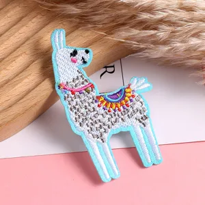 Niedlicher Lama Stickaufnäher DIY Kleidung Zubehör dekorative Applikation Abzeichen für Taschen.