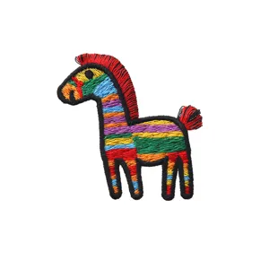 Colorful striped horse embroidered patch DIY clothing bag phone case decorative accessory