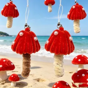 Portachiavi fungo in peluche carino borsa ciondolo estetico accessorio regalo grazioso