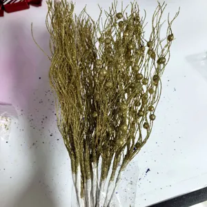 Gold glitter curly twigs branches for Christmas party wedding home decor 16pcs pack detail