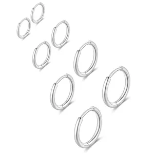 Set di orecchini a cerchio in acciaio inossidabile minimalista, varie misure per donna.