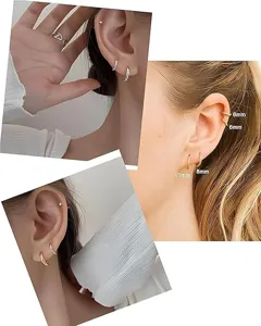 Orecchini a cerchio minimalisti in acciaio inossidabile, piccolo gioiello versatile per donne.