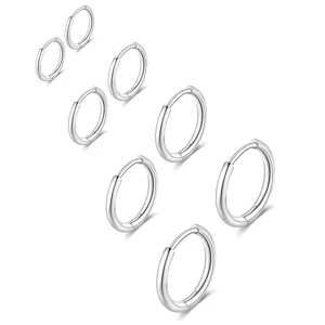 Orecchini a Cerchio in Acciaio Inossidabile Minimalista per Donna Uomo Cerchio Geometrico Fibbia per Orecchio Gioielli Semplici Orecchini in Metallo Lucido Regalo