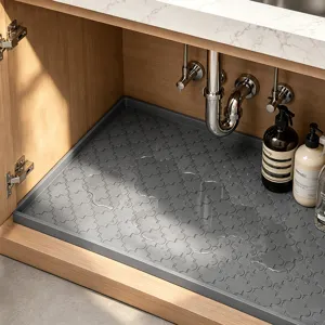 Graue Silikon Unterlegmatte fuer Kuechenspuile wasserdichter Schrank Schutzmatte neu