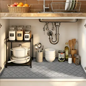 Silikon Unterlegmatte fuer Spuele graue wasserdichte Kuechen Schrank Matte Antirutsch