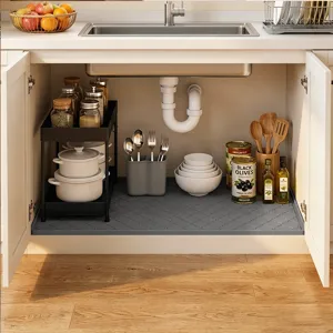 Graue Silikon Unterlegmatte fuer Kuechenspuehle wasserdichte Schutzmatte fuer Schrank und Bad.
