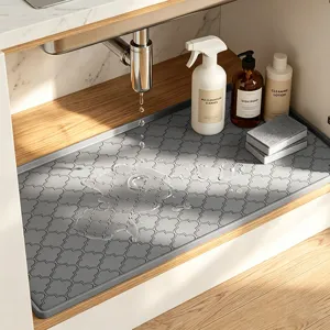 Silikon Spülenmatte für Küchenschrank Wasserdichte Abtropfmatte Grau Rutschfeste Schutzmatte