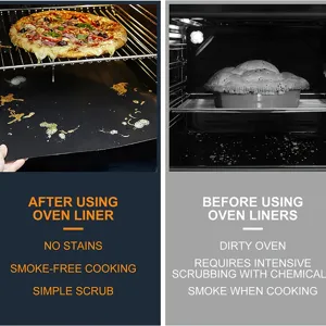 Gedetailleerd overzicht toont schone ovenbinnenkant vergeleken met vuile staat met mat.