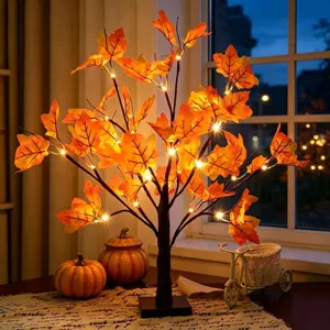 LED Maple Leaf Tree Light Artificial Autumn Fall Tree Lamp Warm White for Home Room Party Christmas Decor