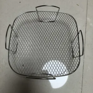 Accessorio Per Friggitrice Ad Aria in Acciaio Inox Griglia Quadrata in Rete Metallica Sgocciolatoio Per Cucina Cottura