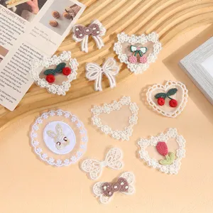 Spitze Stickerei Blume Kirsche Kaninchen Schleife Flicken DIY Haarklammer Kleidungsstück Nähzubehör Dekorative Applikation