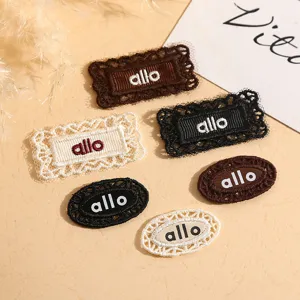 Lace fabric labels DIY clothing patches embroidered oval and rectangular accessories.